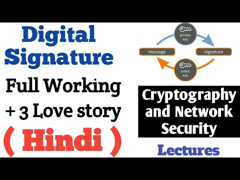Digital Signature Full concept + 3 love story in Hindi | Cryptography and Network security  lectures