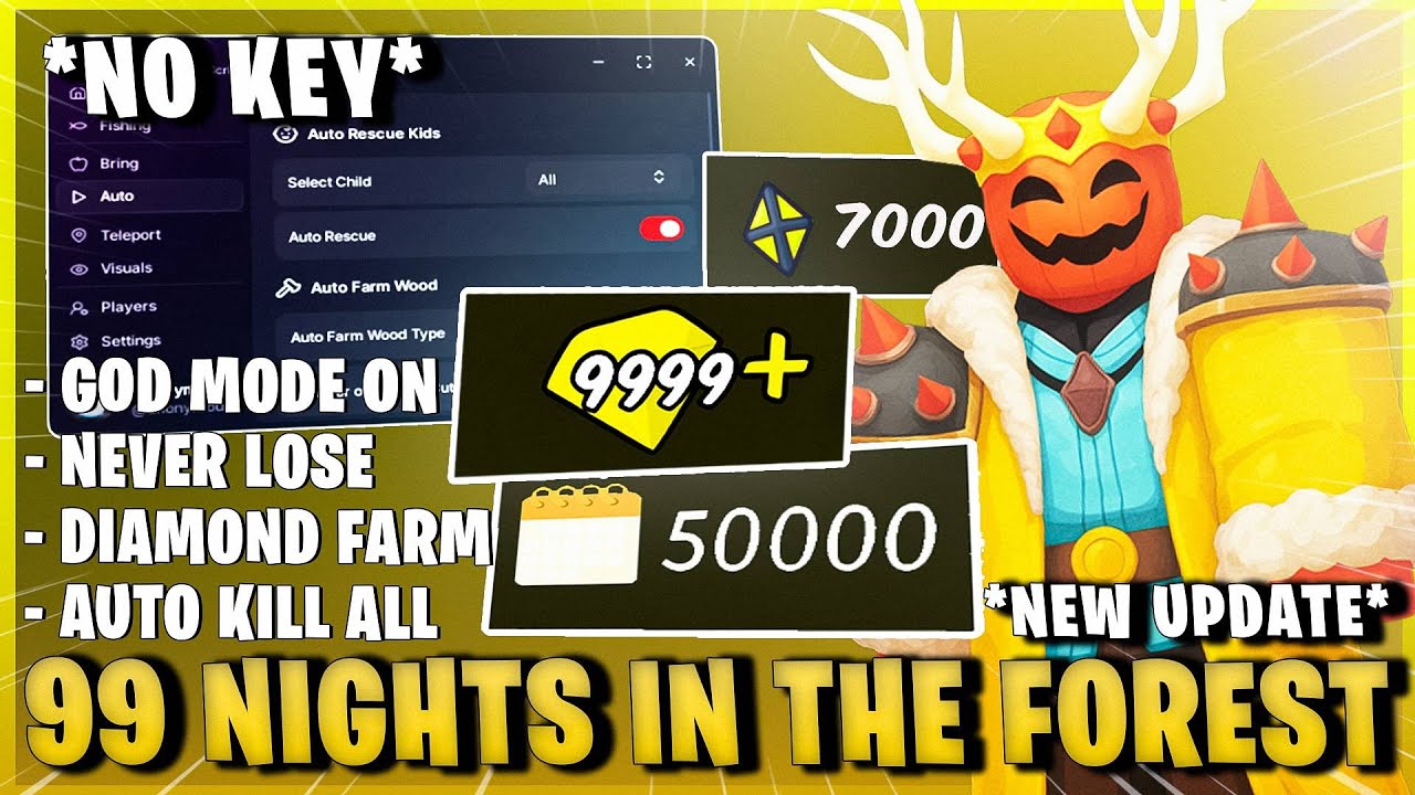 99 Nights in the Forest Script 2025 – Auto Farm, Infinite Diamonds, God Mode & More! 🌳