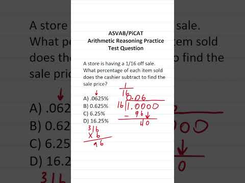 ASVAB/PiCAT Arithmetic Reasoning Practice Test Q: Percents/Fractions #acetheasvab with #grammarhero