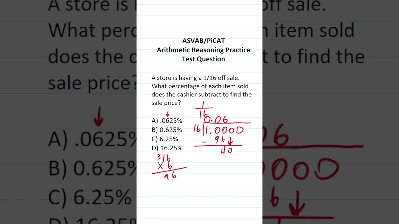 Master Percent and Fraction Conversion with ASVAB/PiCAT Practice Test π