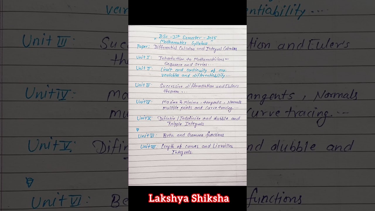 B.Sc 1st Year Mathematics Syllabus 2025 ๐ | Complete Guide for Semester 1