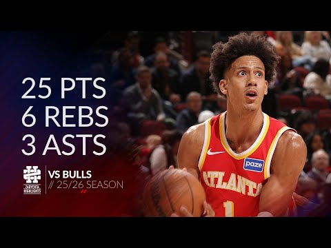 Jalen Johnson 25 pts 6 rebs 3 asts vs Bulls 25/26 season