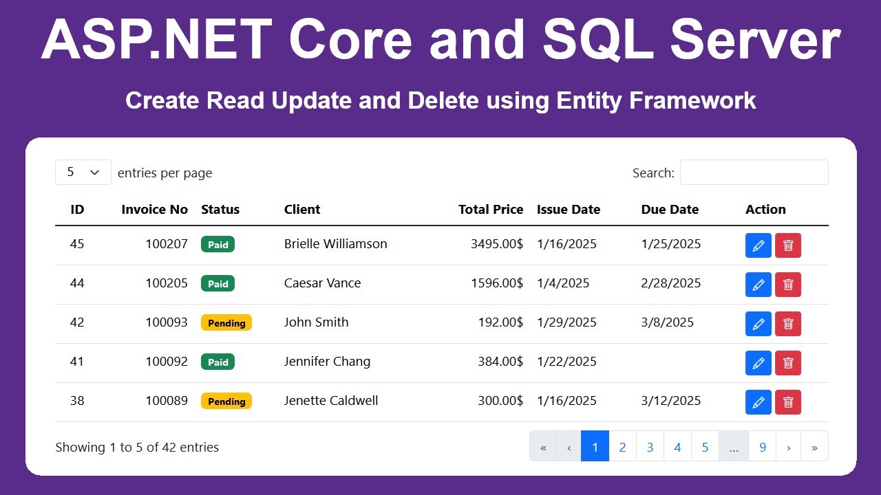 Create ASP.NET Core Web Application and Connect to SQL Server Database | Create Read Update Delete