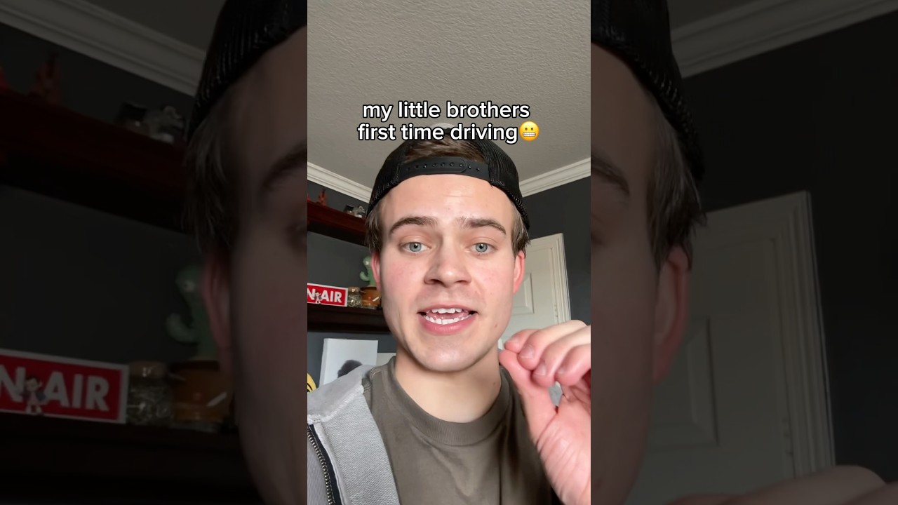 My little brothers FIRST time driving🫣