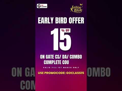 Get 15% off on GATE CS / DA / Combo Courses | Early Bird Offer #goclasses #gatecse #gate2026 #gateda