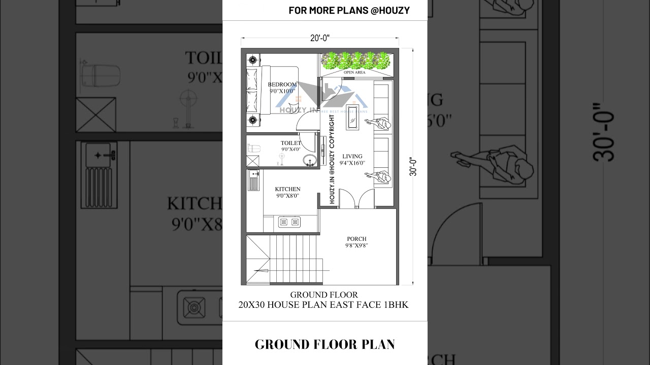 20x30 East-Facing 1BHK House Plan 🏡