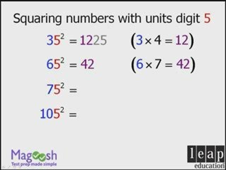 GMAT Math Tip #11 - Squaring Numbers Ending in 5