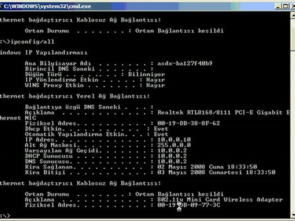 Temel TCP/IP Komutları