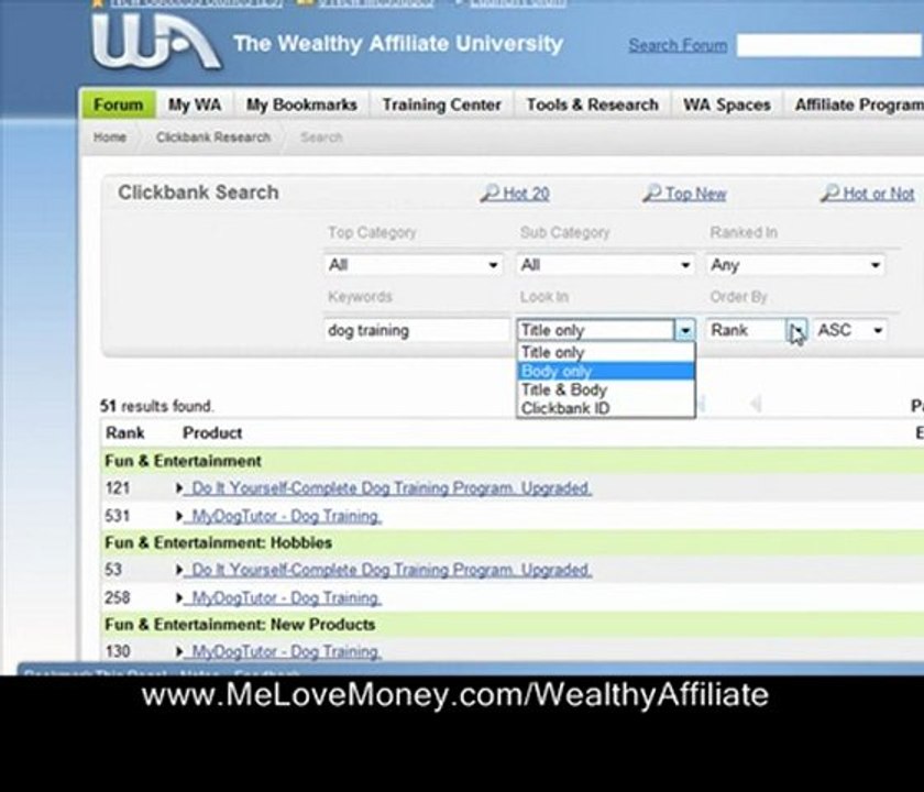 Wealthy Affiliate Clickbank Research Tool Review