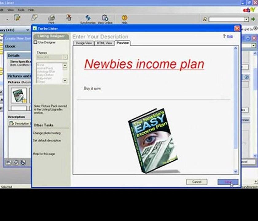 Turbo lister how create an item using turbo lister