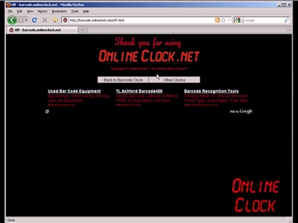 Barcode Alarm Clock - Barcode.OnlineClock.net