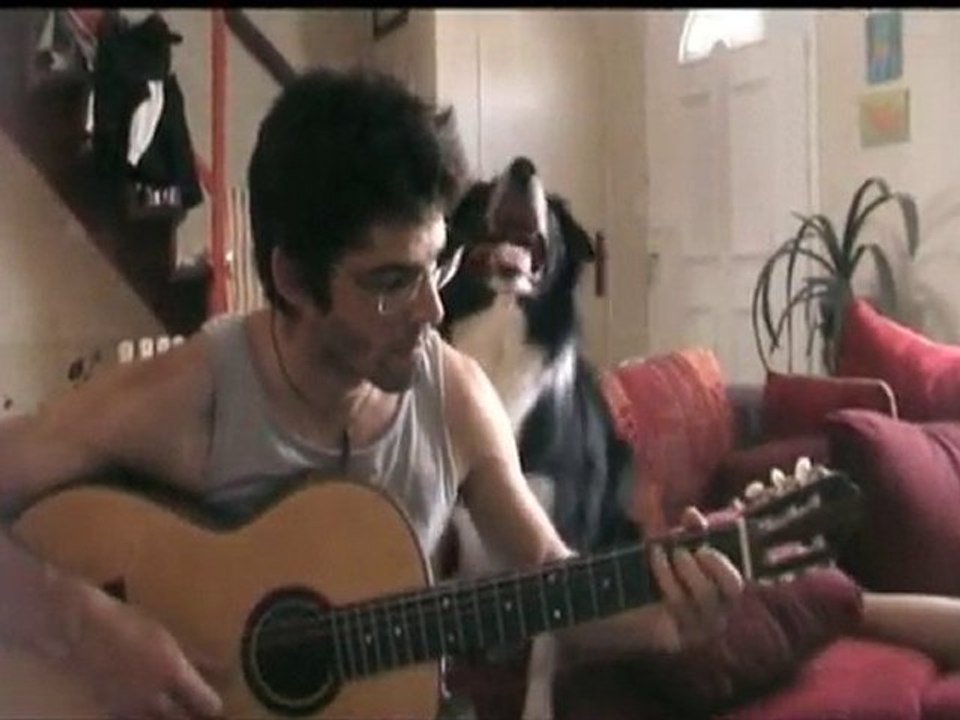 Ma première guitare: Karîna avec chien danseur 🎸