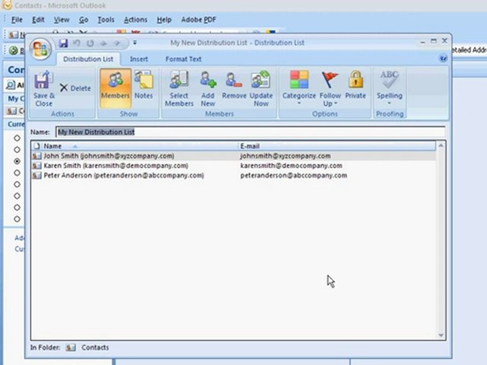 Creating a Distribution List in Microsoft Outlook 2007