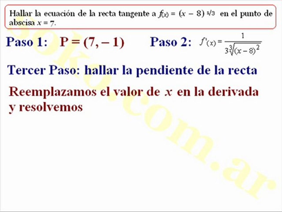 Matemática (CBC): Ecuación de la recta tangente (3)
