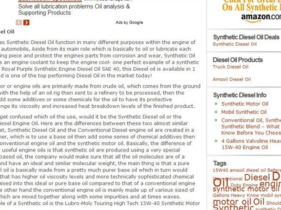 Synthetic Diesel Oil