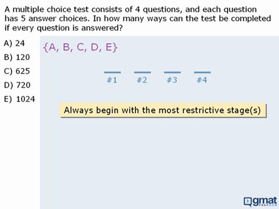 GMAT Math Practice Question - Counting - Test Answers