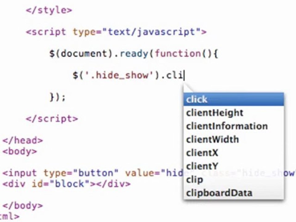 jQuery hide and show