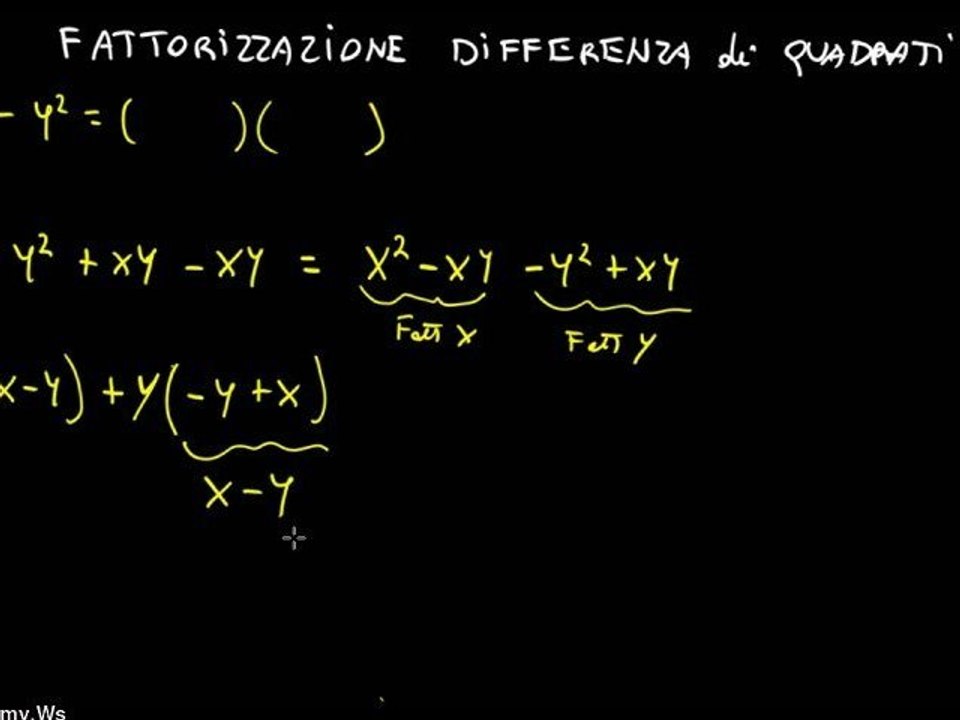 matematica: fattorizzazione differenza di quadrati algebrica