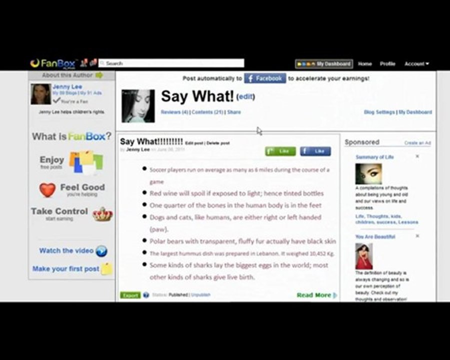FanBox - Difference between a blog and a post
