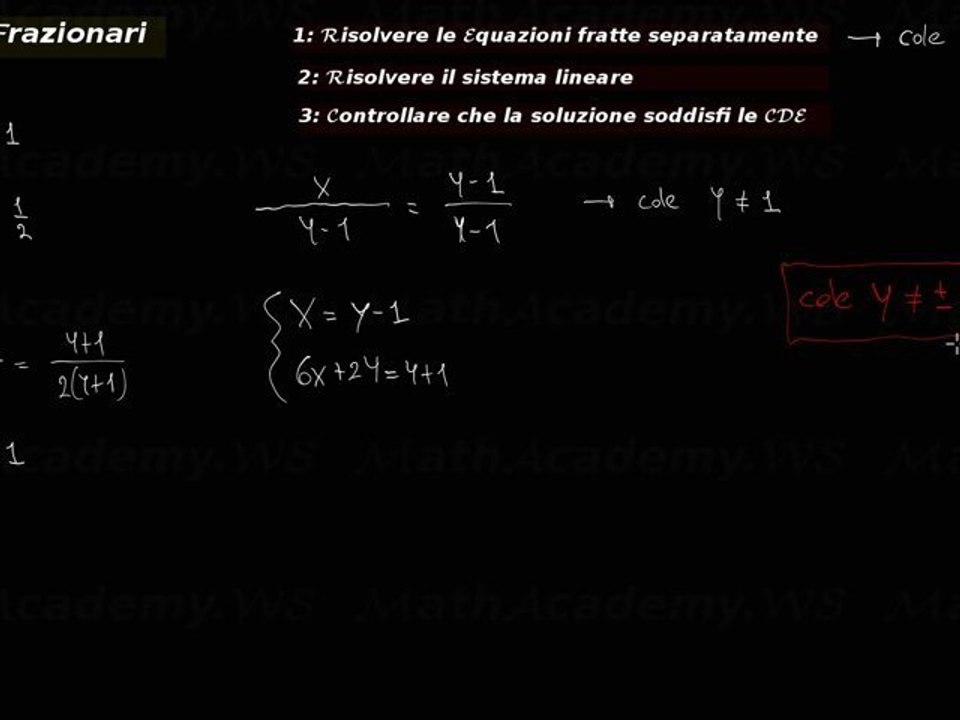 sistema lineare frazionario esempio svolto
