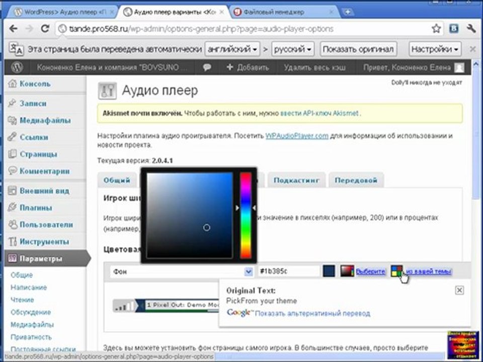 Добавляем  плагин Аудио плеер