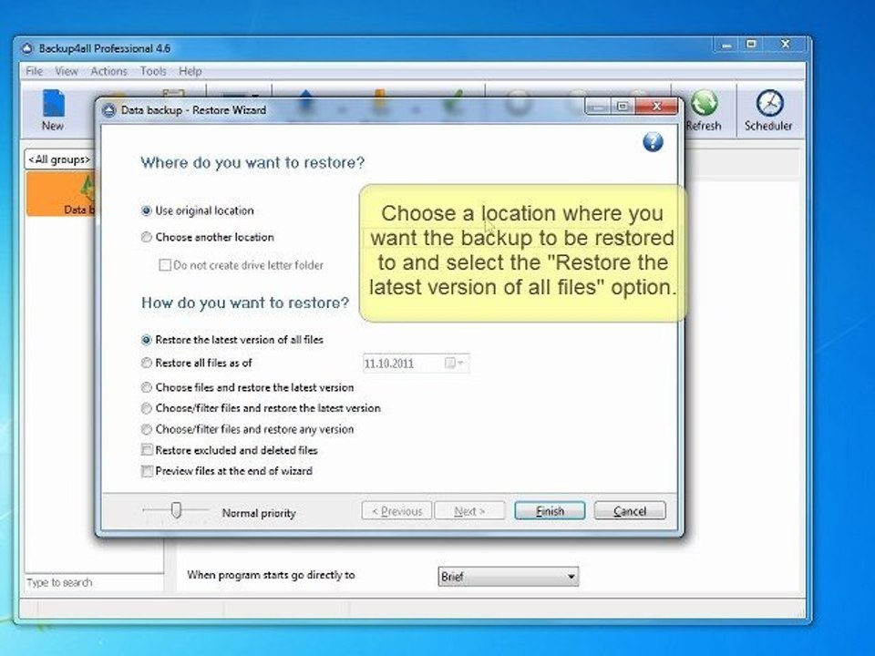 How to restore a local backup