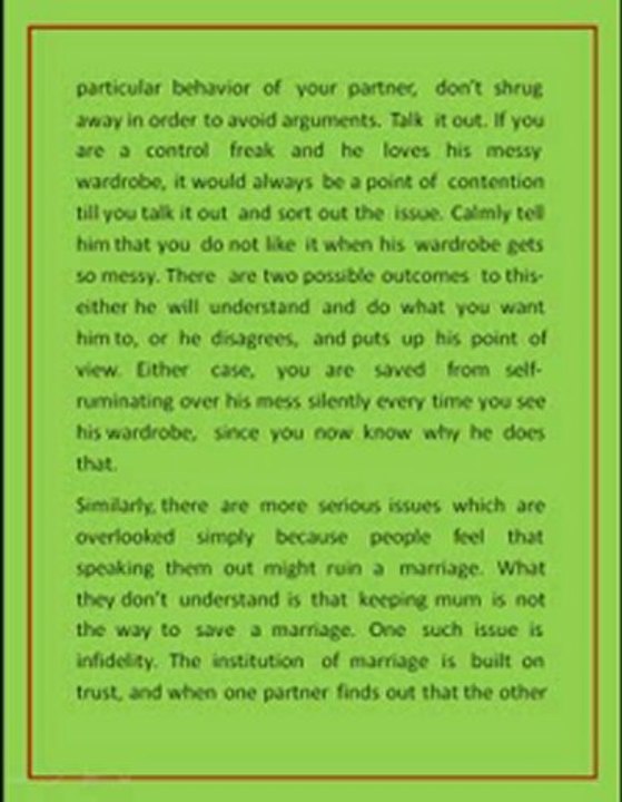 How to save a marriage