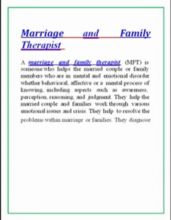 Marriage and family therapist