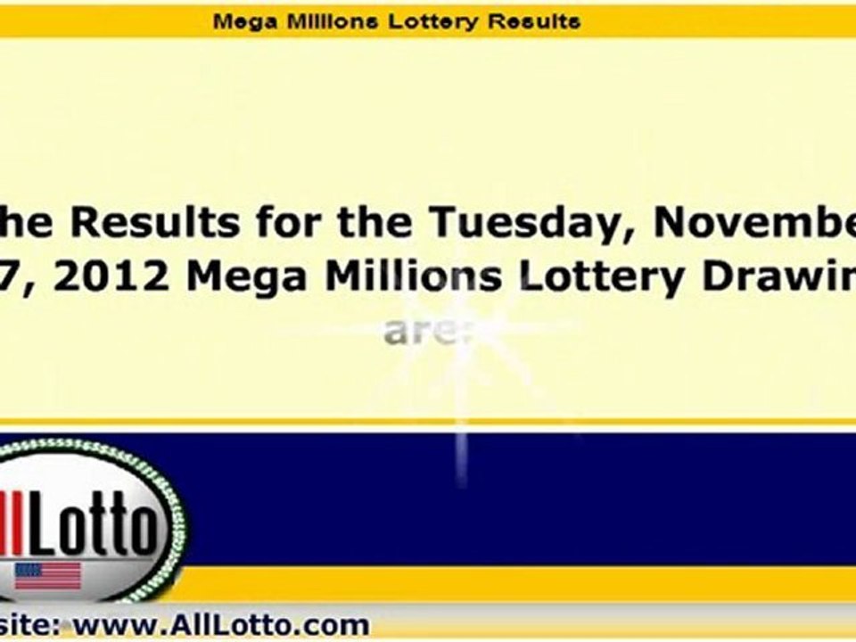 Mega Millions Lottery Results for November 27, 2012