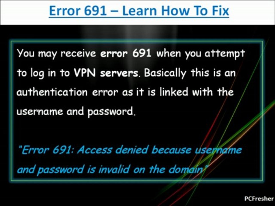 How To Fix Error 691