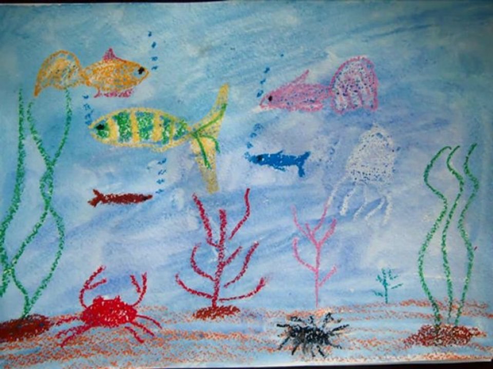 рисунок восковыми карандашами