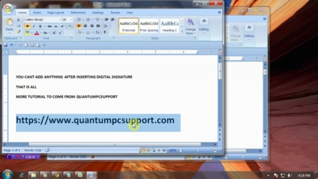 Set Digital Signature in MS Word