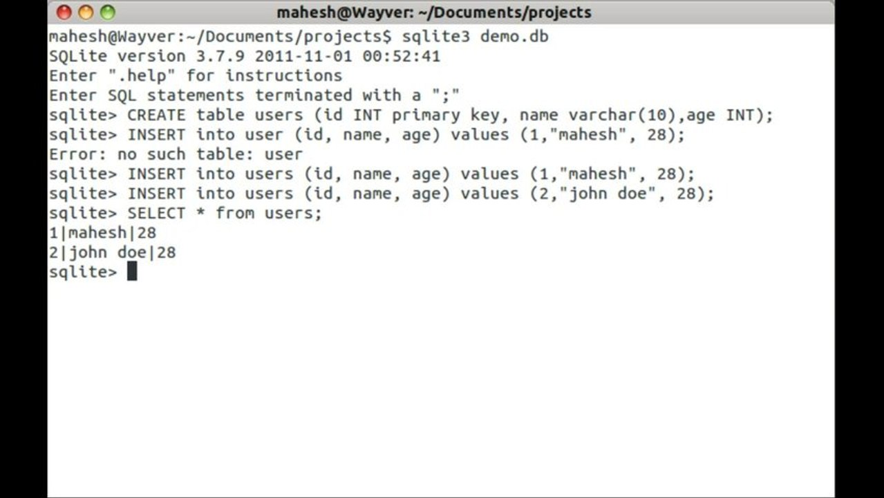SQLite Database on Linux Tutorial