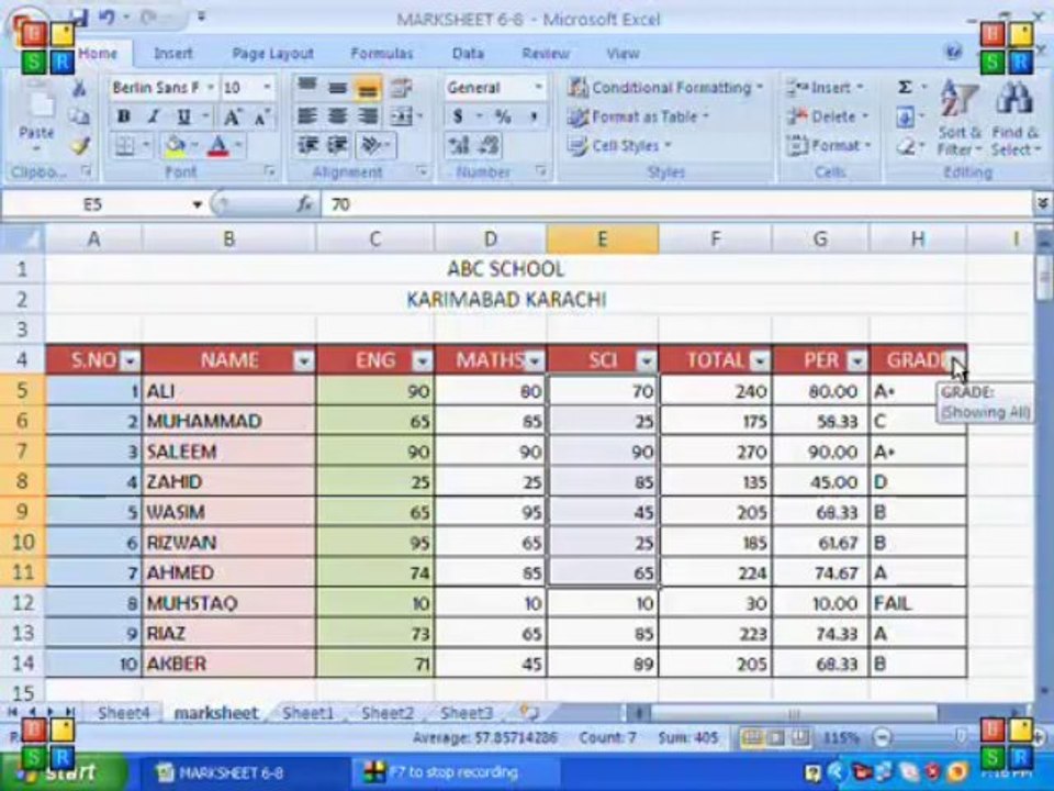 12- MS Excel 2007 Urdu Video Course Class 12 (Urdu Tutorial)