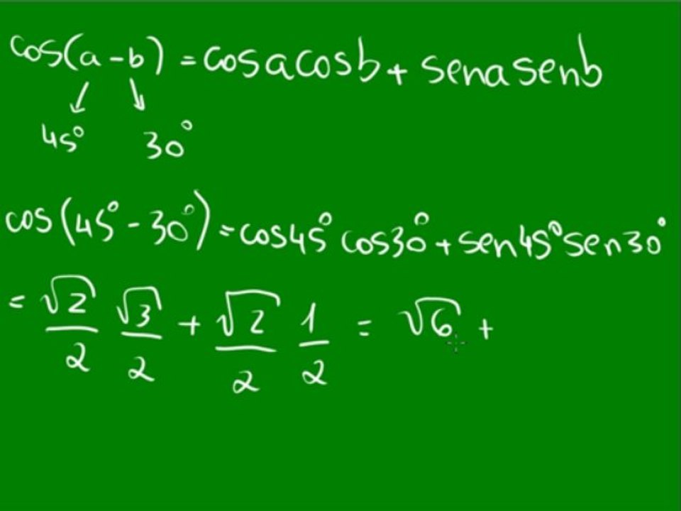 20 - Cosseno da soma e da diferença de dois arcos - exemplos