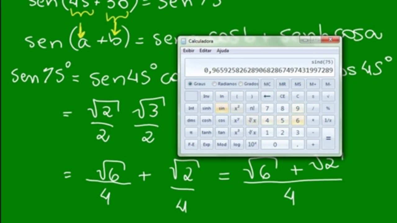22 - Seno da soma e da diferença de dois arcos - exemplo