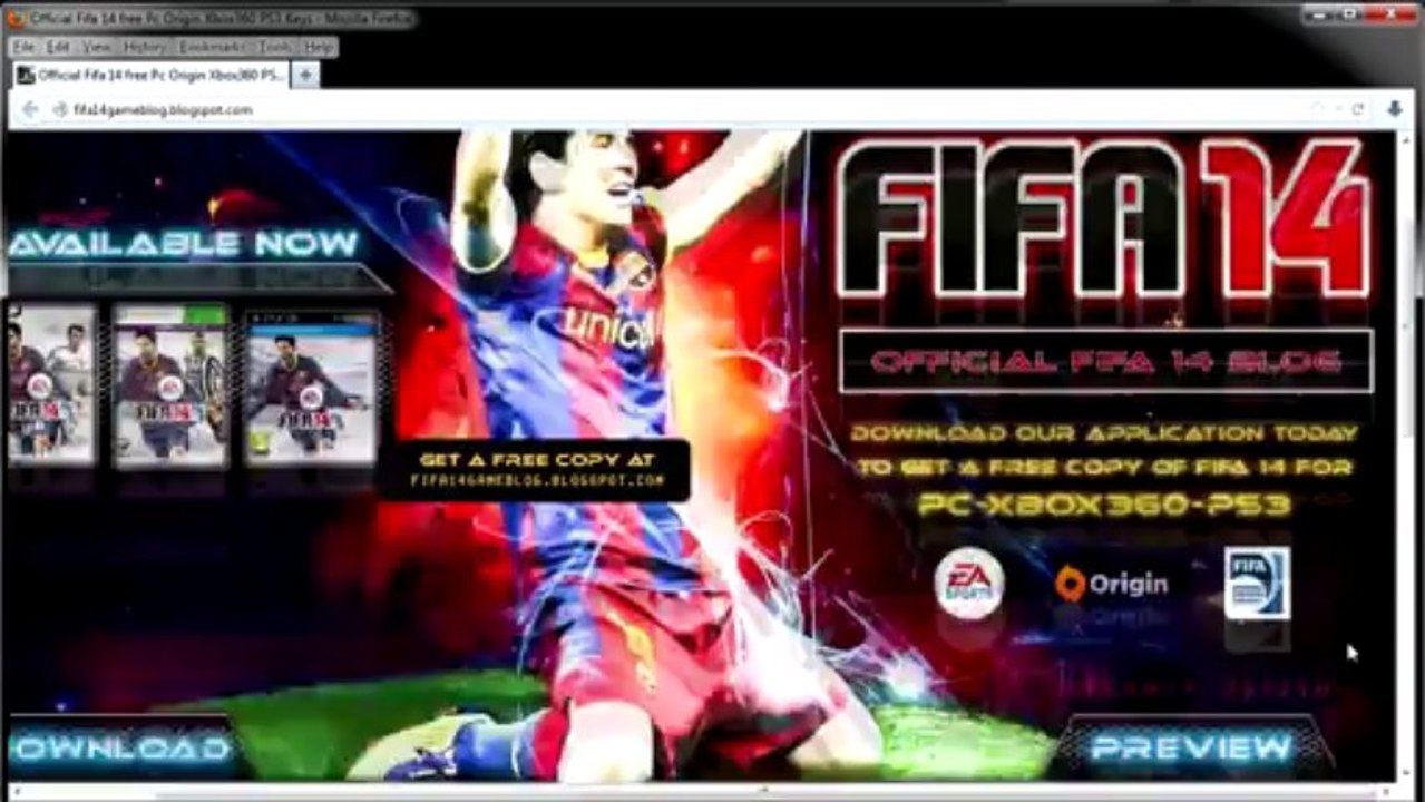 Fifa 14 Free PC (Origin) PS3 Xbox 360 Keys Application Download 2013