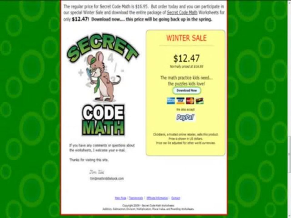 Secret Code Math EBook!