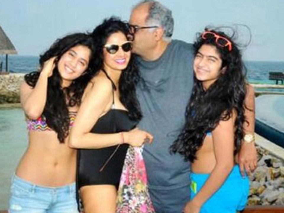 Sridevi In Hot Black Swimsuit Caught On Camera