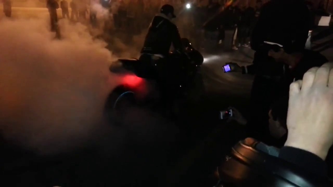 Motorcycle And Car - Burnouts And Donuts