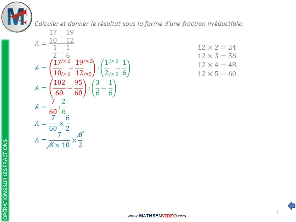 Exercice: Fractions dans des fractions