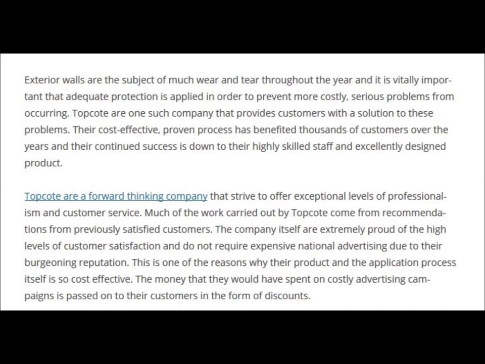 Topcote -- The process of treatment and application