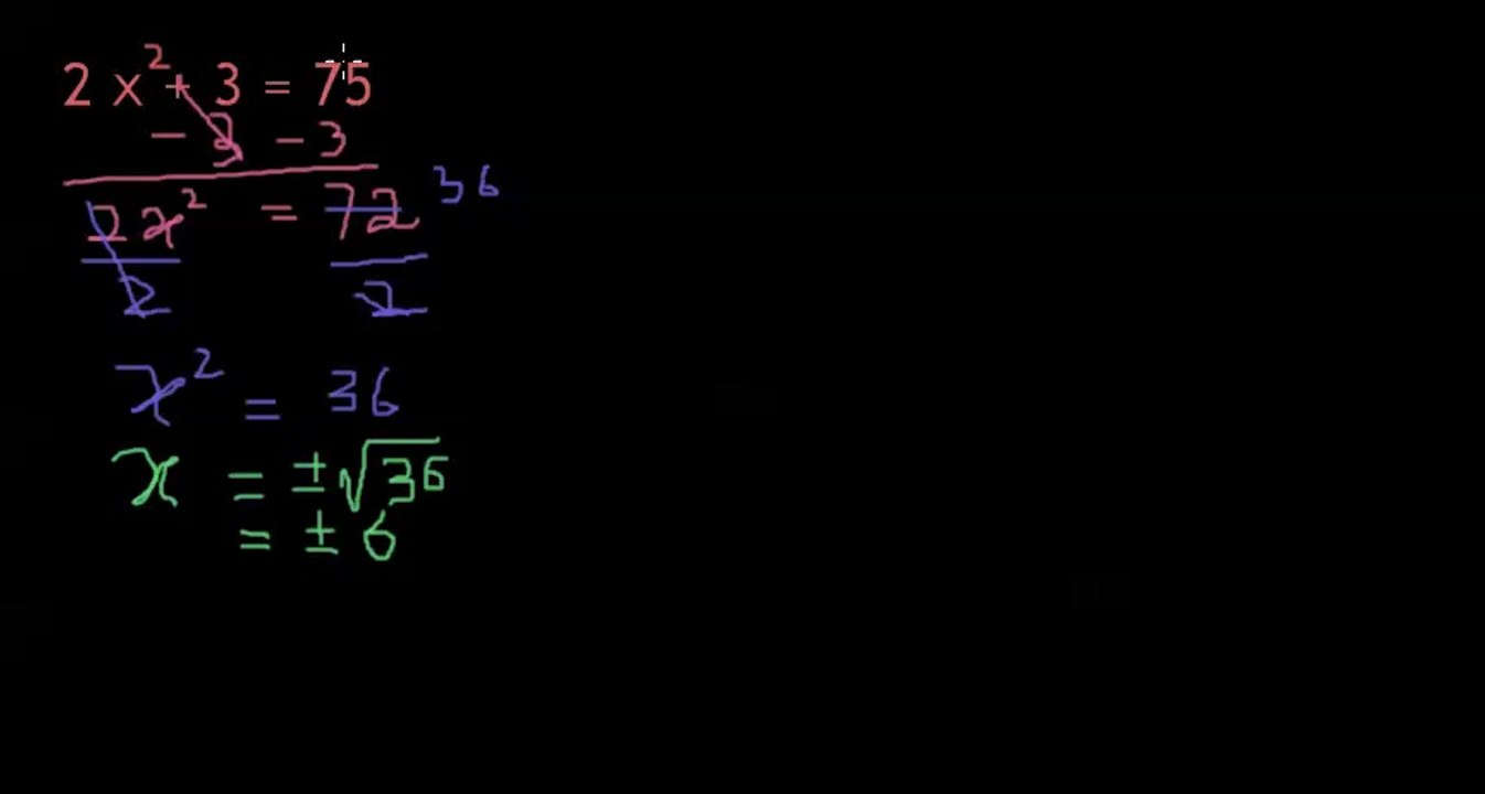 Solve simple quadratic equation by square roots