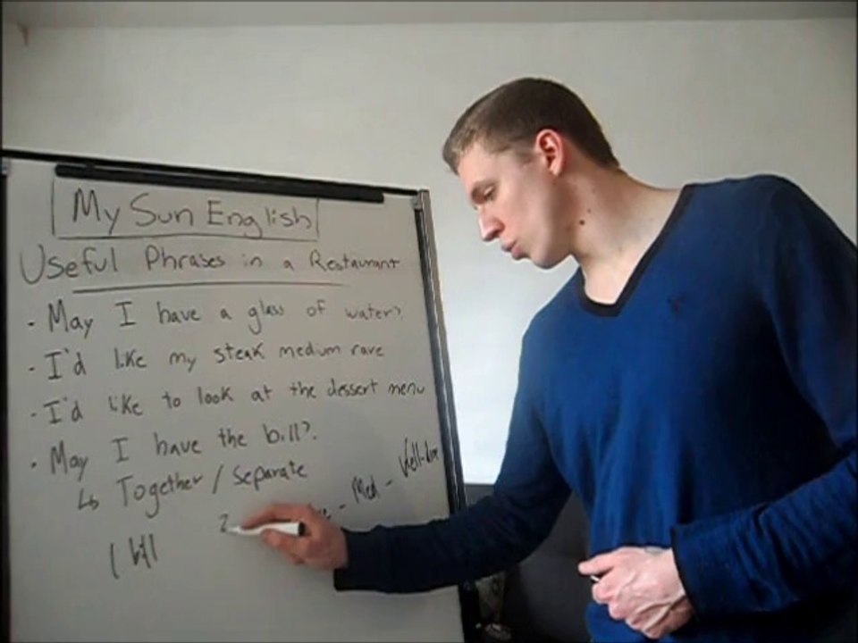 English lesson - Useful Phrases in a Restaurant