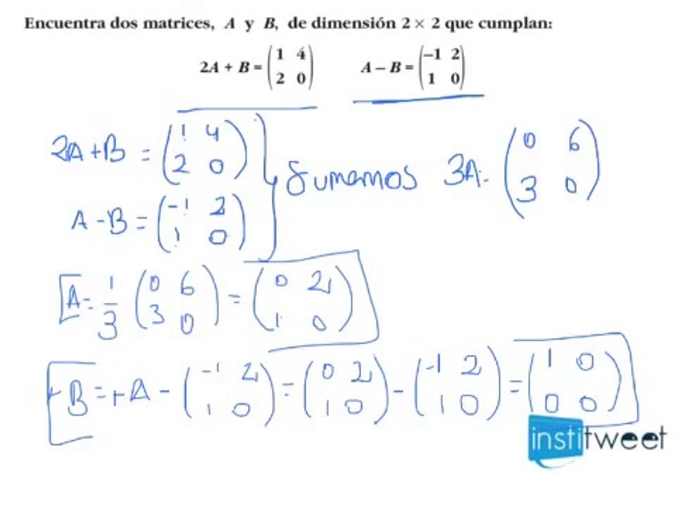 Ejemplo resuelto. Ecuaciones con matrices