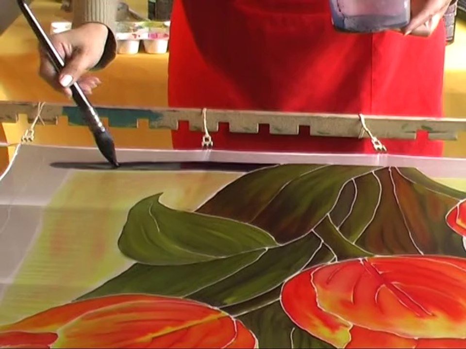 Pintura en seda tulipanes
