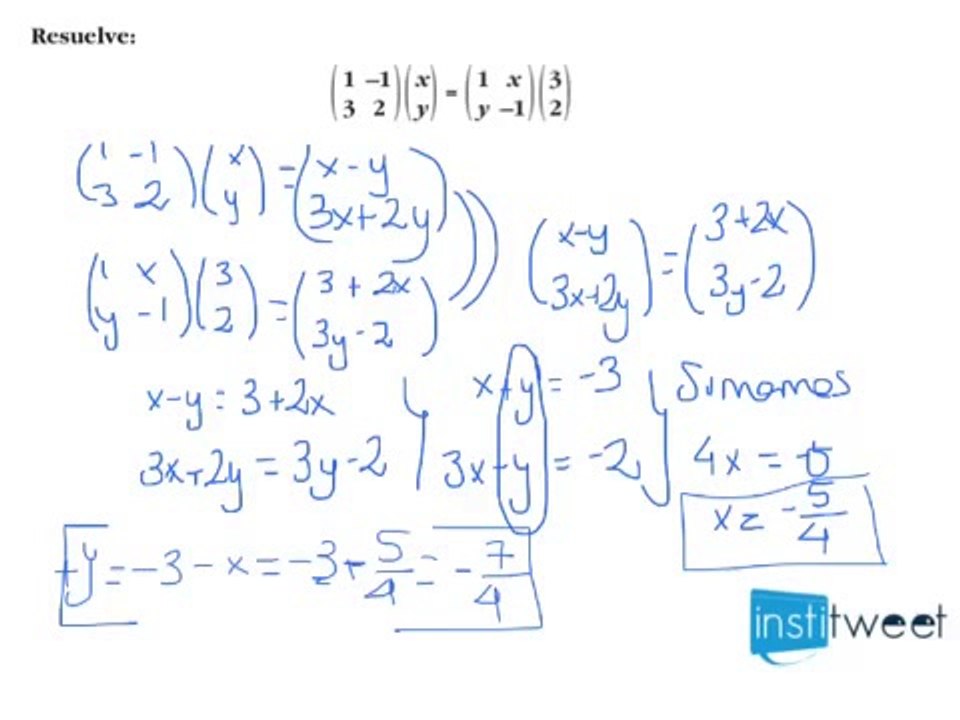 Matrices resueltas en bachillerato