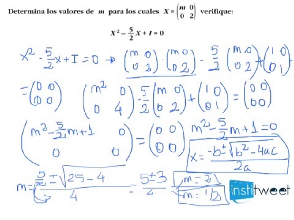 Matrices bachillerato Matemáticas