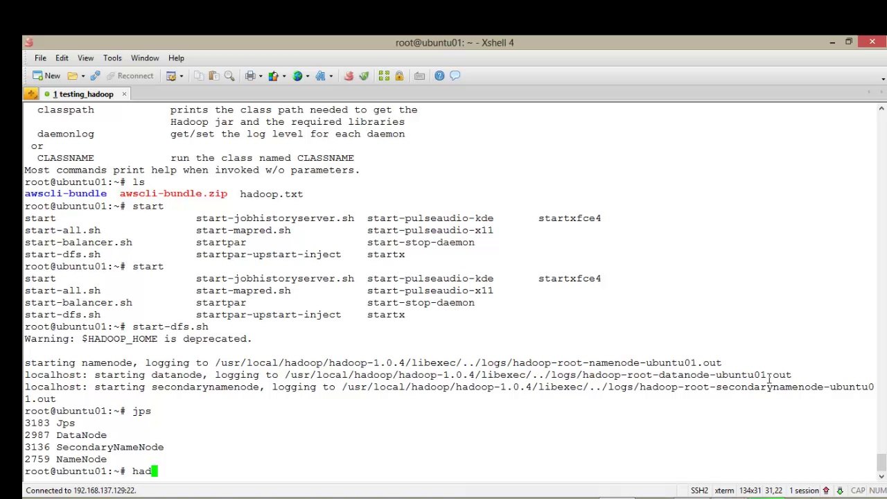 HADOOP INSTALL SERIES: 7. Starting Hadoop/Hadoop components
