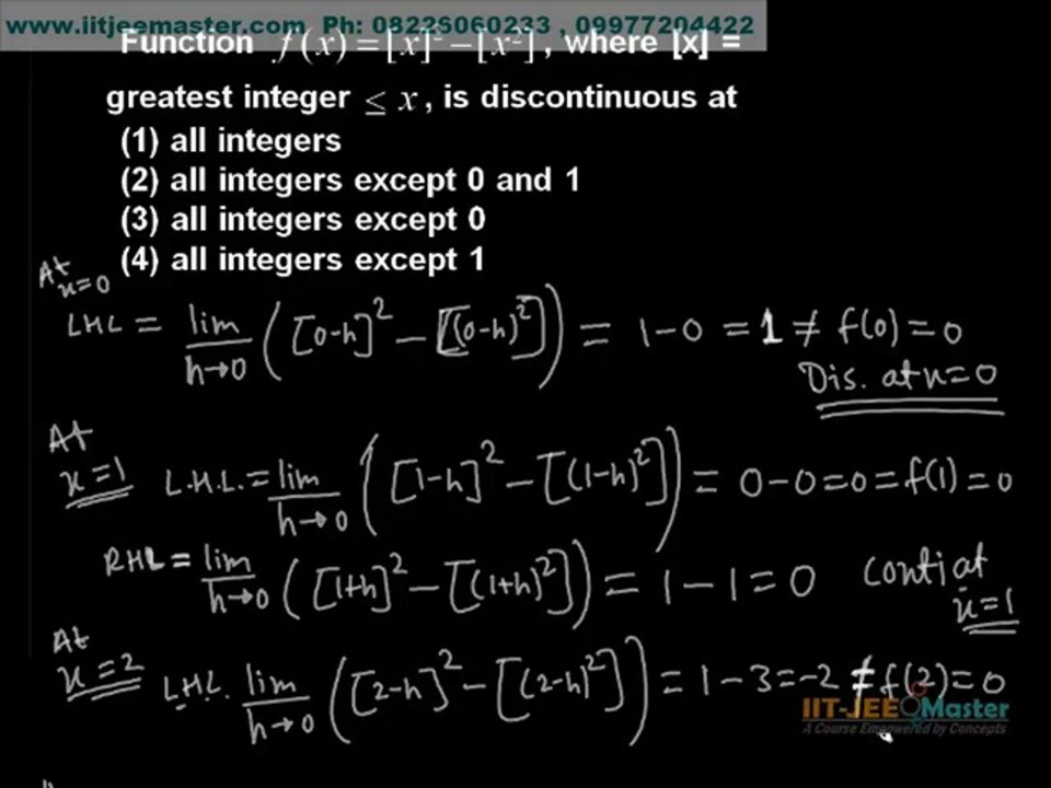iit jee mains advance maths problem solving by concepts tricks shortcuts, greatest integer function problem Continuity